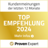 Provenexpert-Auszeichnung als TOP Empfehlung 2024.